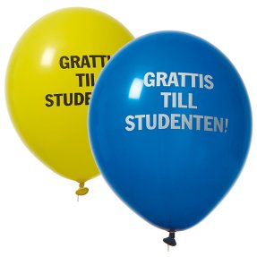 Ballonger blågule i 12-pakning GRATTIS TILL STUDENTEN!