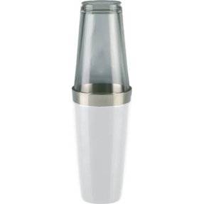 Bostonshaker i hvitt med shakerglass