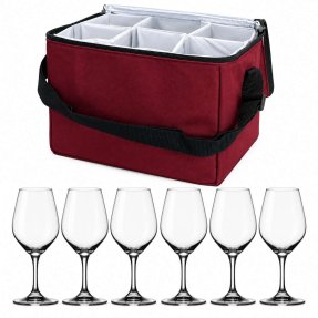 Expert vinsmakersett med 6 glass & vinrød veske