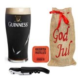 Julegavepakke med åpner, pastiller og Guinness ølglass Relief
