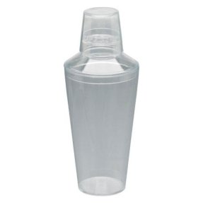 Tredelt cocktailshaker i plast, gjennomsiktig