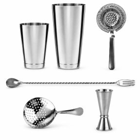 Speakeasy barsett i rustfritt metall