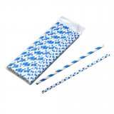 Papperssugrör blå/vit med 2 olika motiv 24-pack