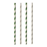 Papirsugerør med striper grønn/grå 25-pakning
