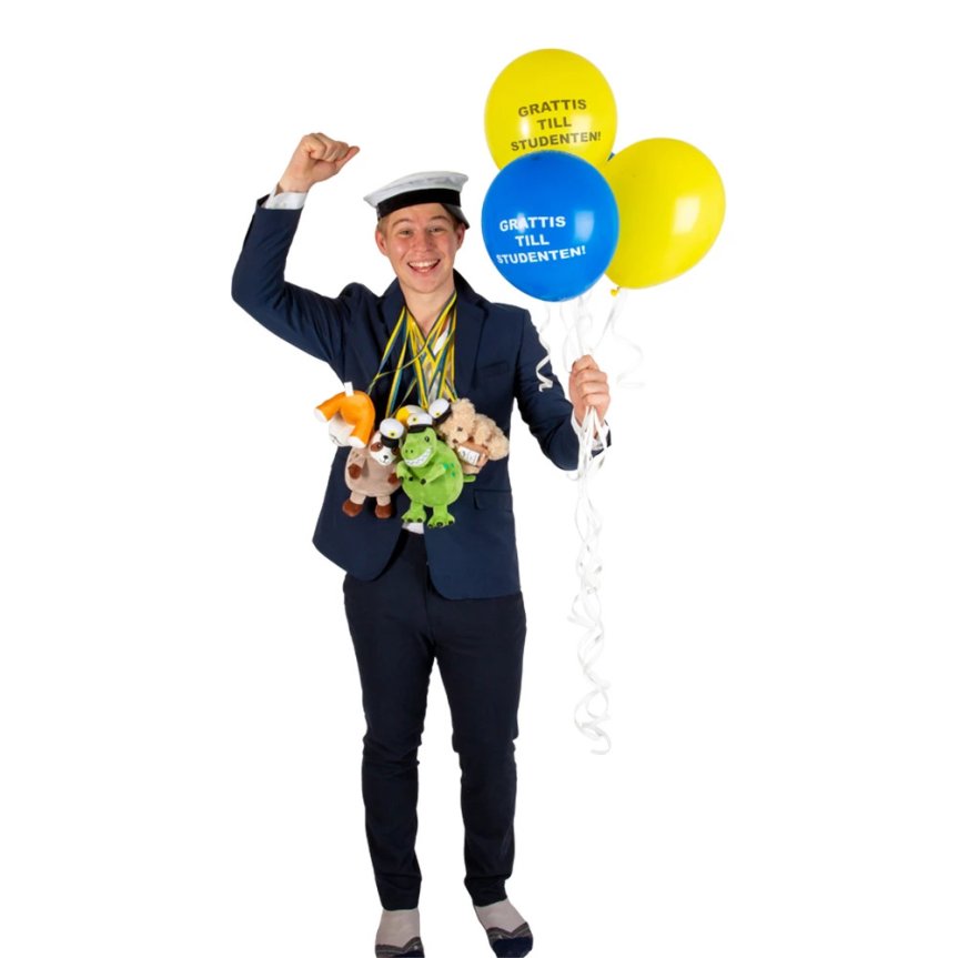 Ballonger blågule i 12-pakning GRATTIS TILL STUDENTEN!