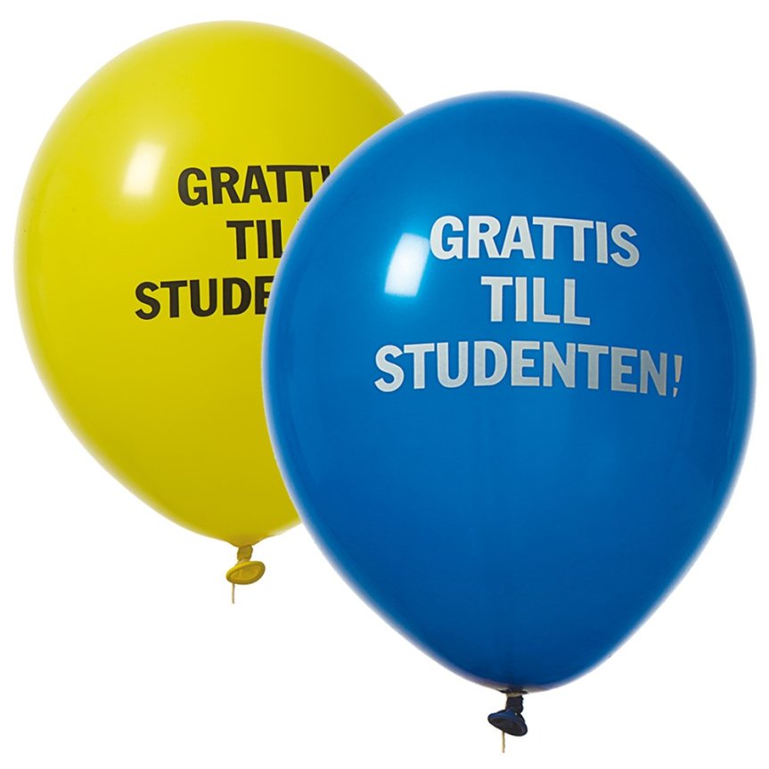 Ballonger blågule i 12-pakning GRATTIS TILL STUDENTEN!