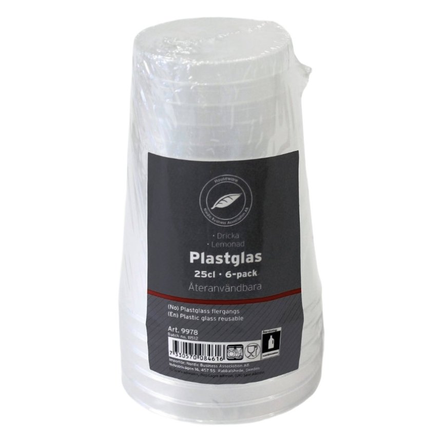 Drikkeglass i plast 25 cl 6-pakning