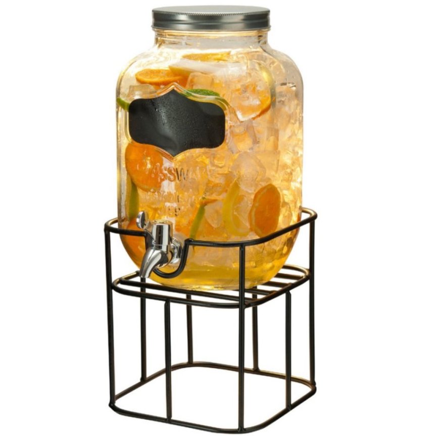 Glassbeholder med tappekran