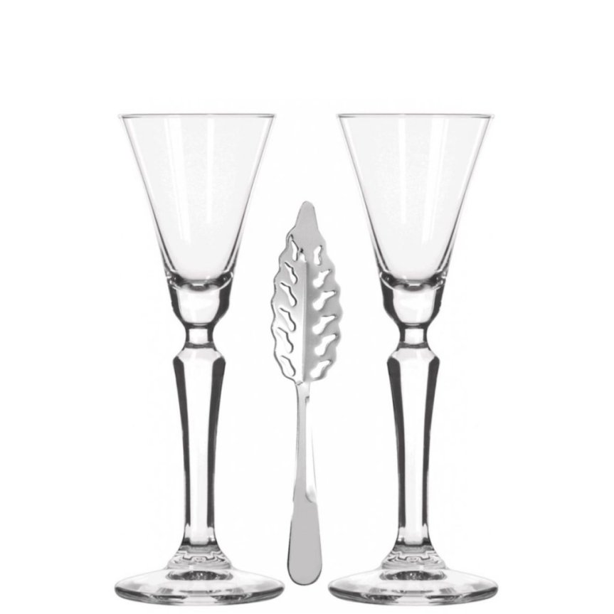 Set med Absinthglas och absinthsked absint sked Spoon