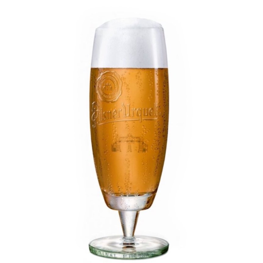 Pilsner Urquell ölglas på fot 30 cl