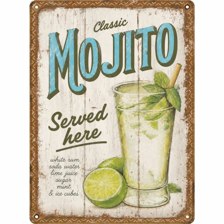 Zoom bilde av Barskilt Mojito Served Here 20x30 cm