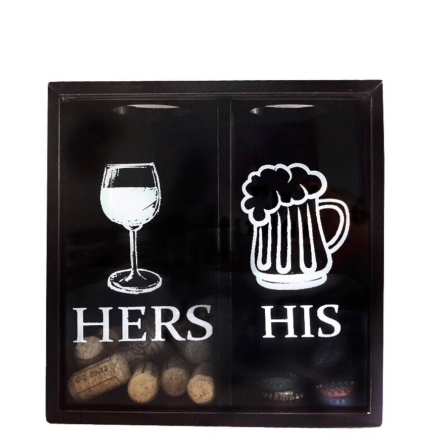 Kork och kapsyllåda "Hers - His"