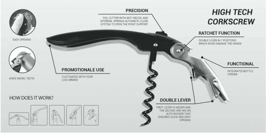 Servitörskorkskruv guld
