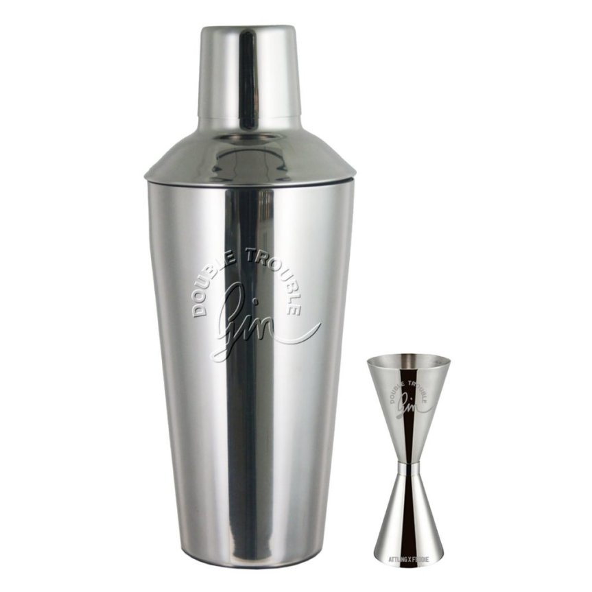 Shaker & jigger med texten "Double Trouble" Efva Attling