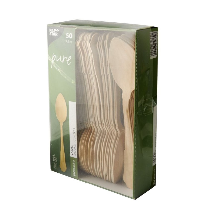 Träsked i vintagedesign trä Pure 19,5 cm 50-pack