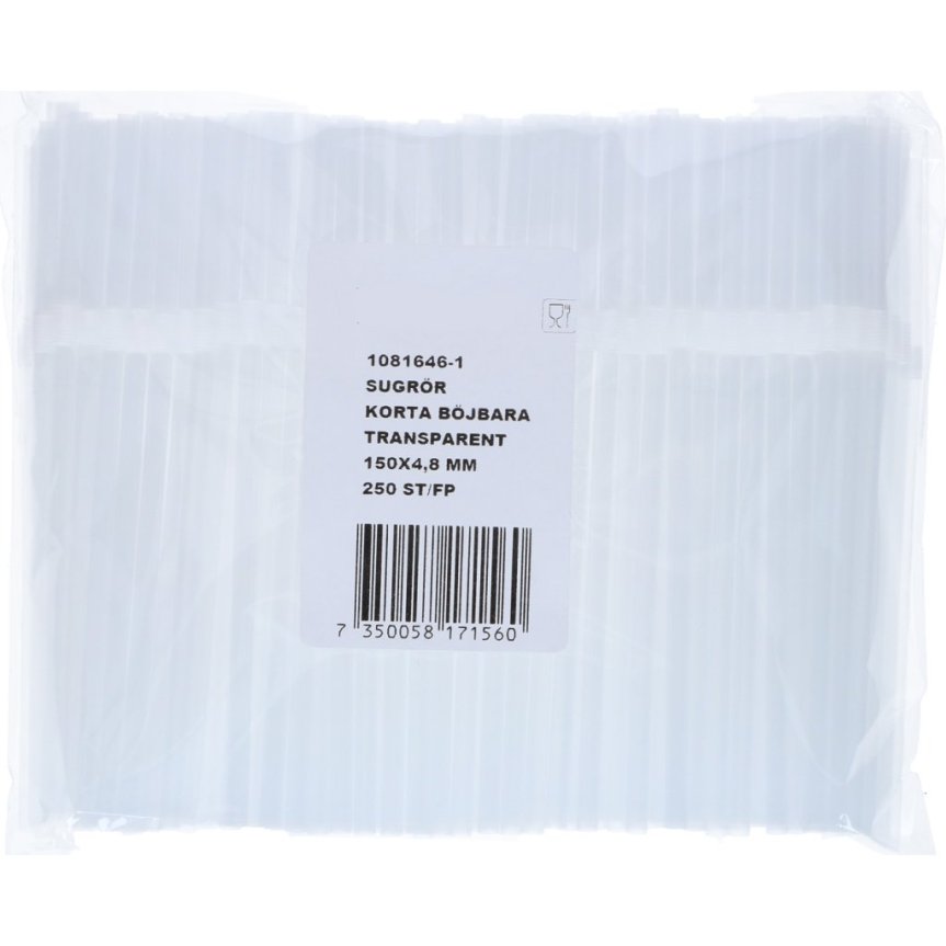 Sugrör böjbara transparenta 15 cm 250-pack