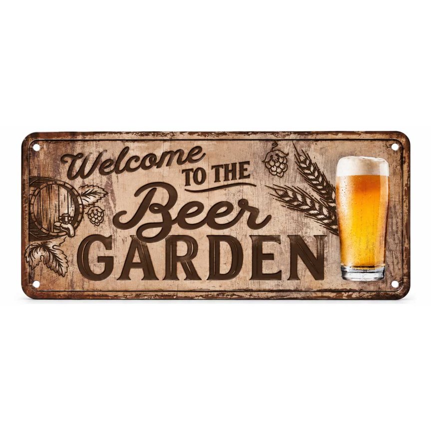 Zoom bilde av Barskilt Welcome to the beer garden 10x20 cm